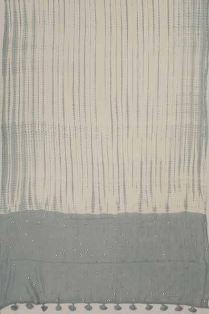 Chanderi Cotton Batik Printed White Saree