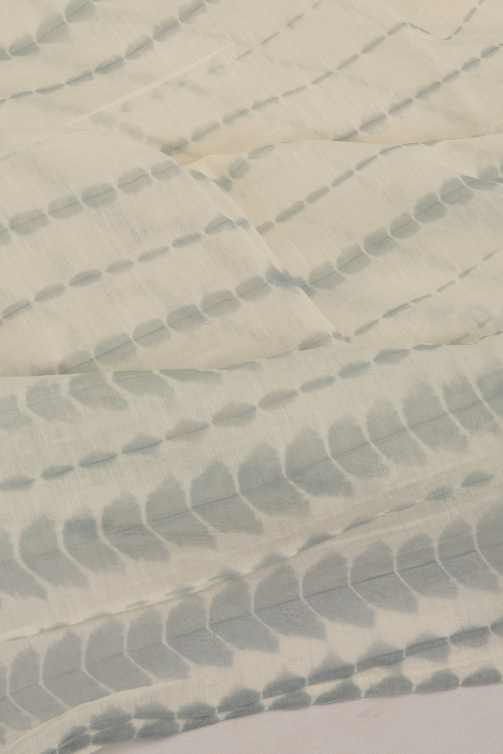 Chanderi Cotton Batik Printed White Saree