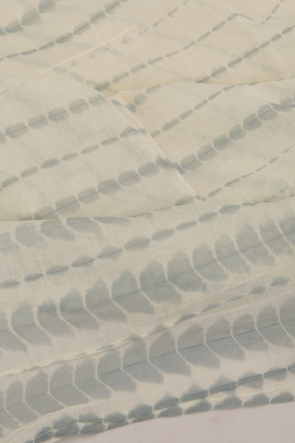 Chanderi Cotton Batik Printed White Saree