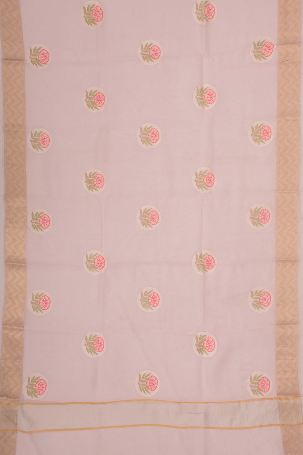 Organza Floral Embroidery Baby Pink Saree