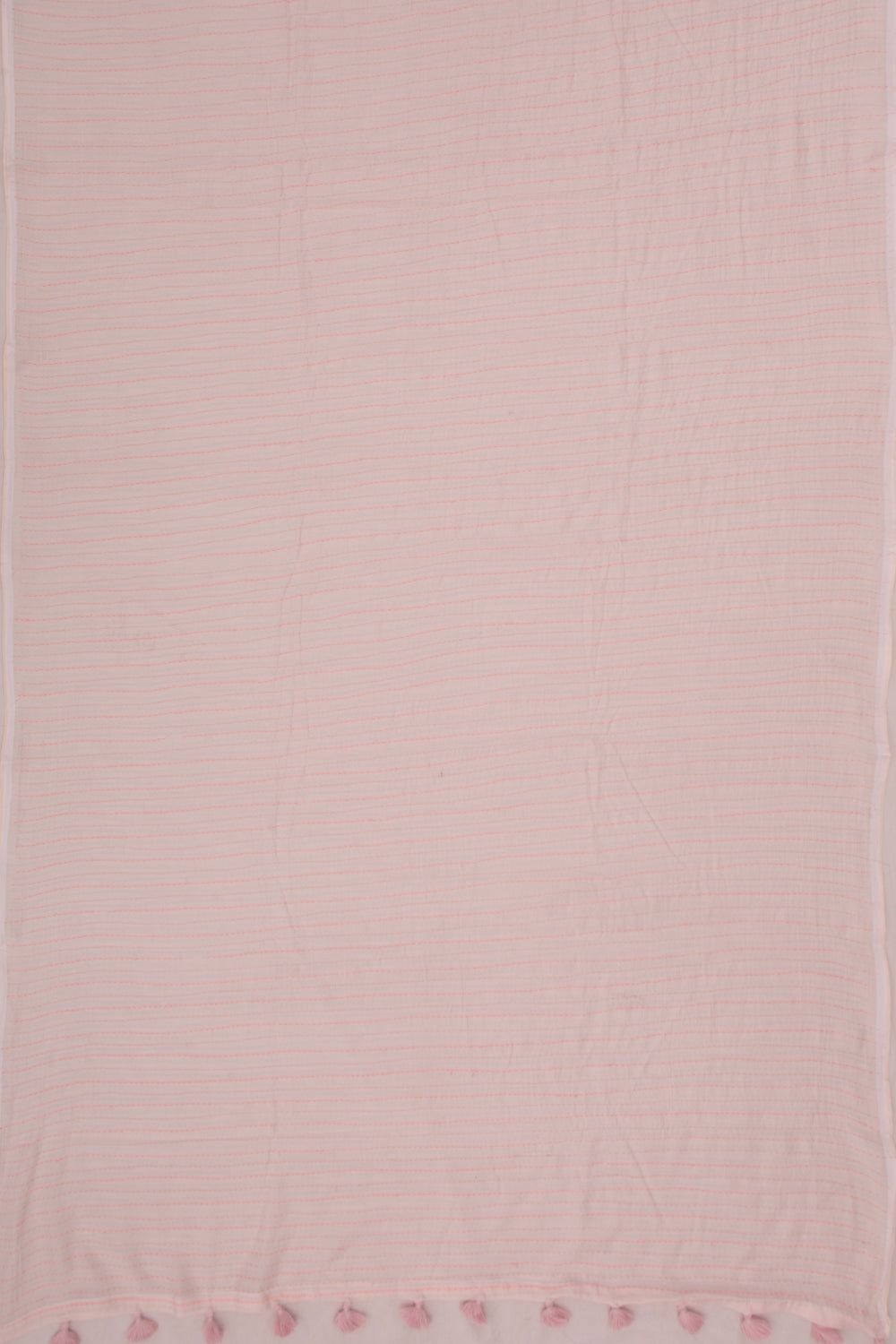 Chanderi Cotton Kantha Work Pastel Pink Saree