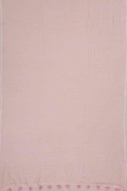 Chanderi Cotton Kantha Work Pastel Pink Saree