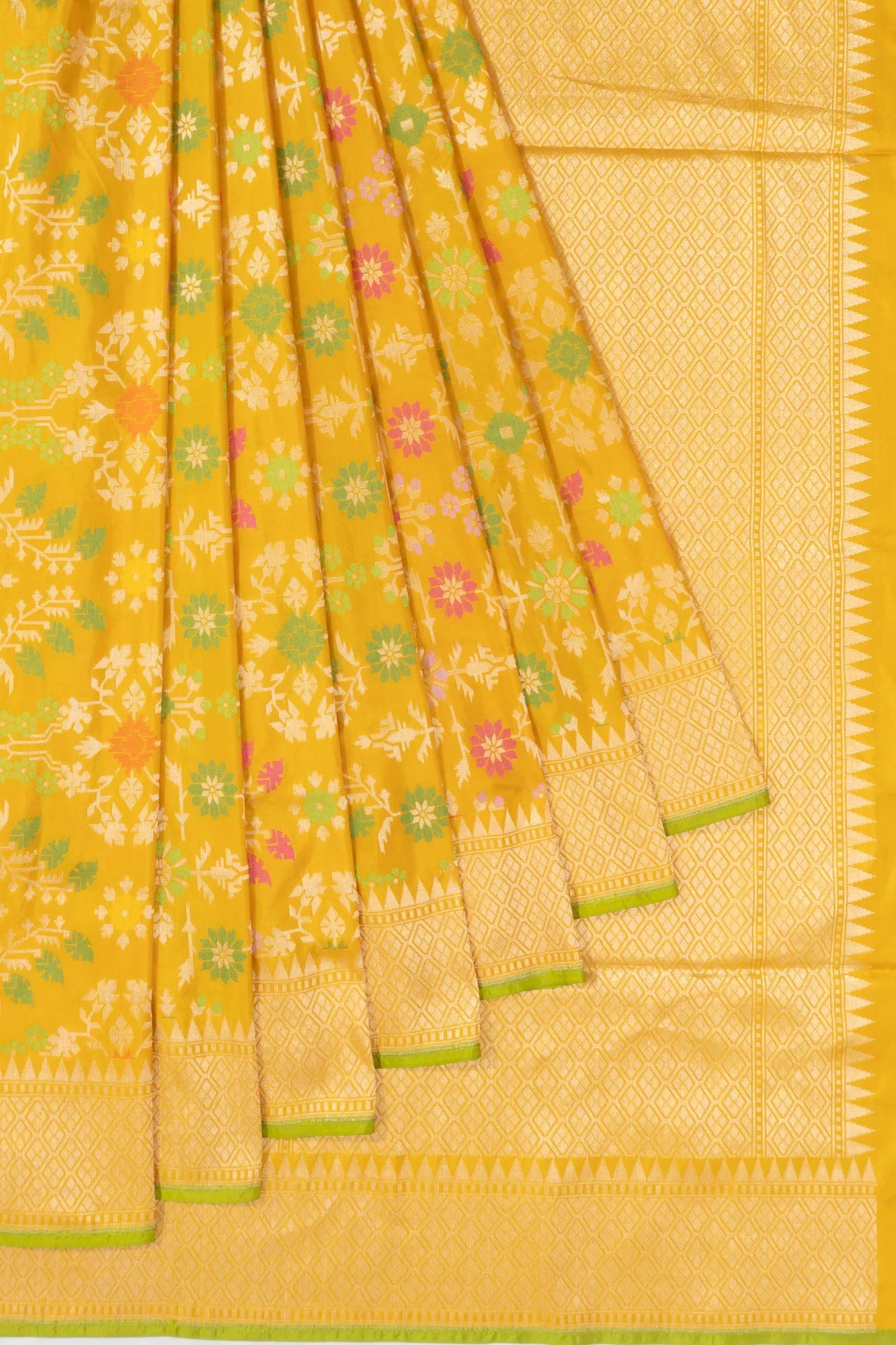 Banarasi Silk Brocade Yellow Saree