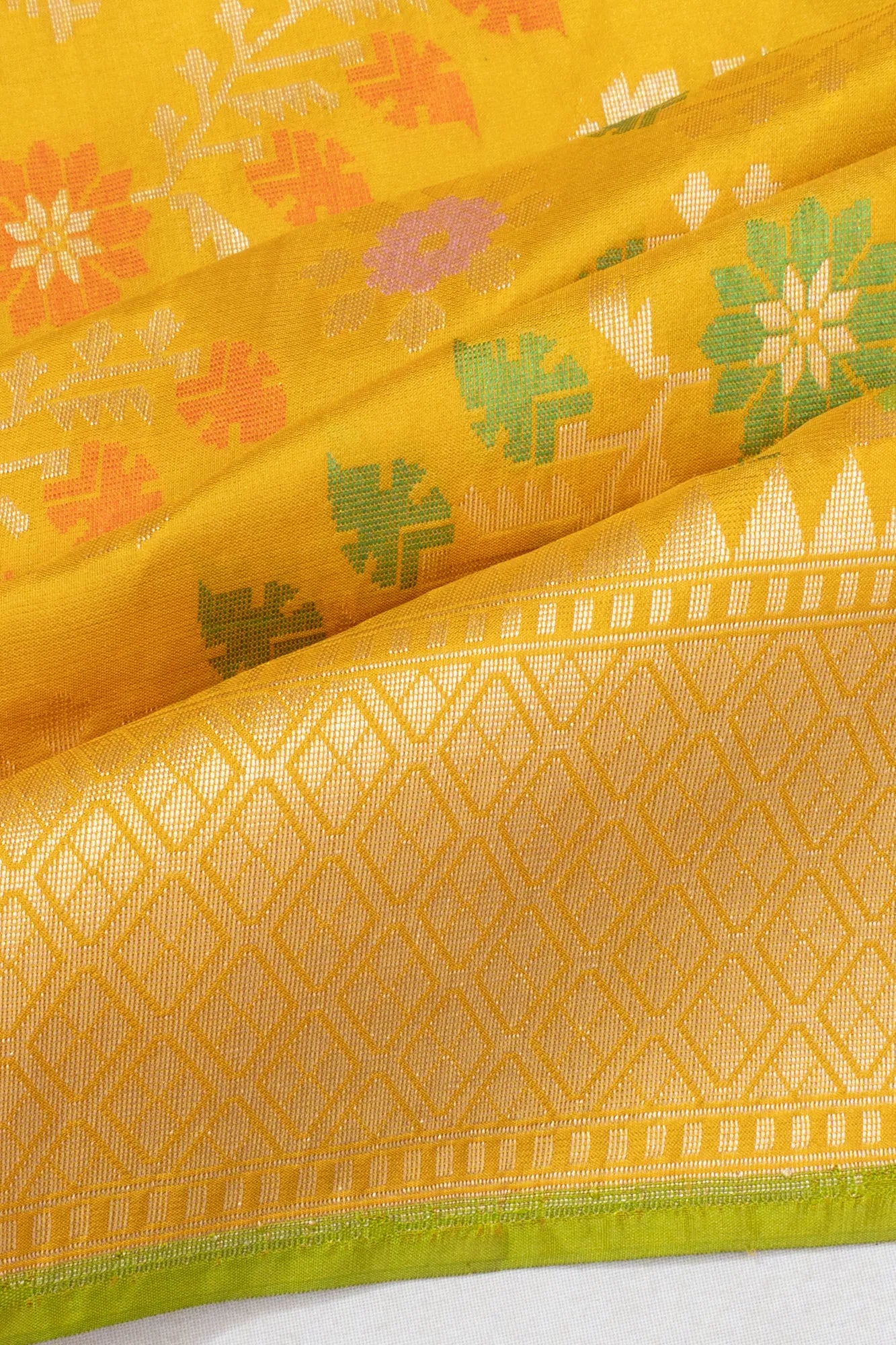 Banarasi Silk Brocade Yellow Saree