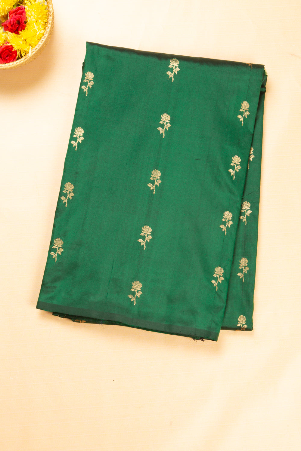 Banarasi Katan Silk Butta Dark Green Saree