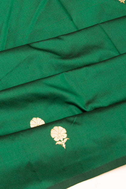 Banarasi Katan Silk Butta Dark Green Saree
