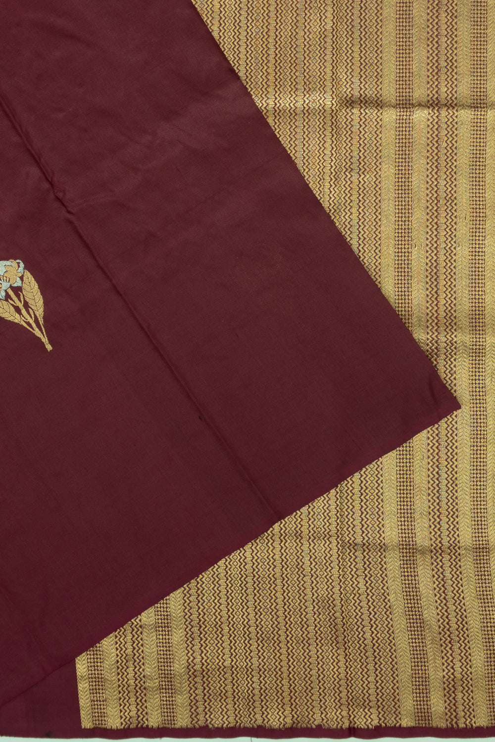 Banarasi Katan Silk Butta Dark Burgundy Saree