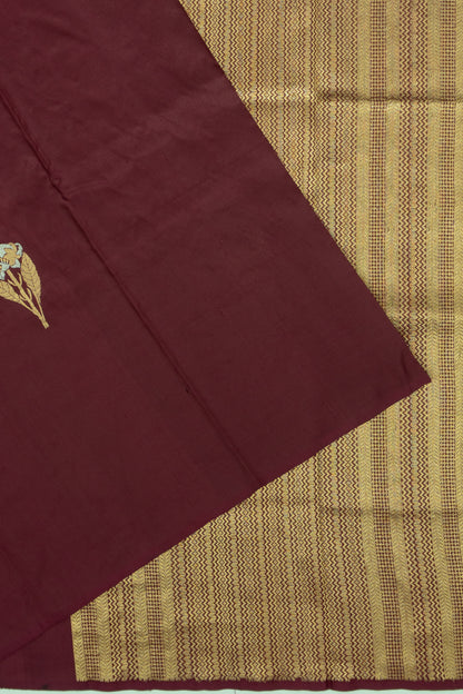 Banarasi Katan Silk Butta Dark Burgundy Saree