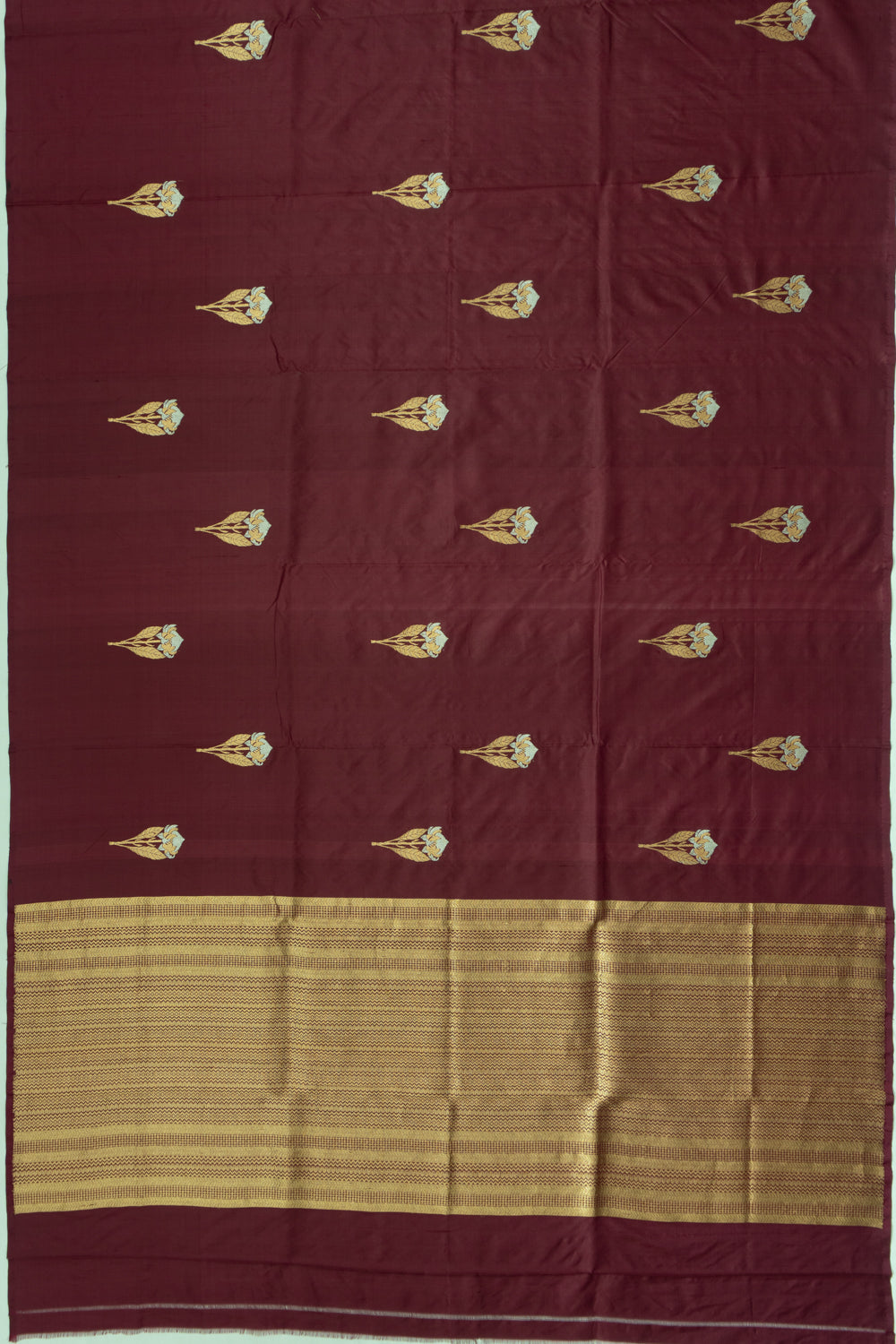 Banarasi Katan Silk Butta Dark Burgundy Saree