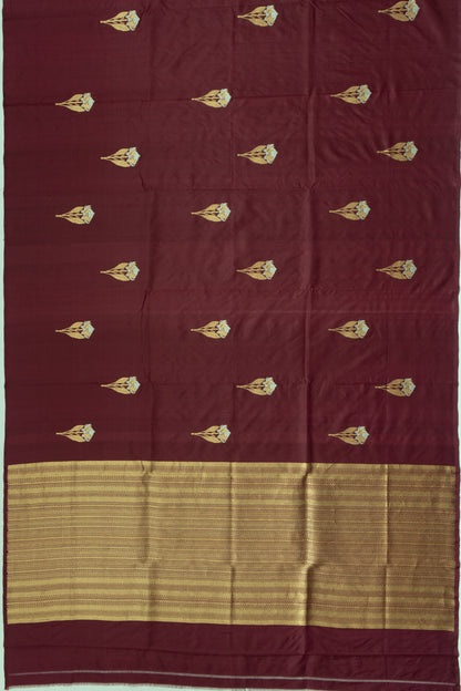 Banarasi Katan Silk Butta Dark Burgundy Saree