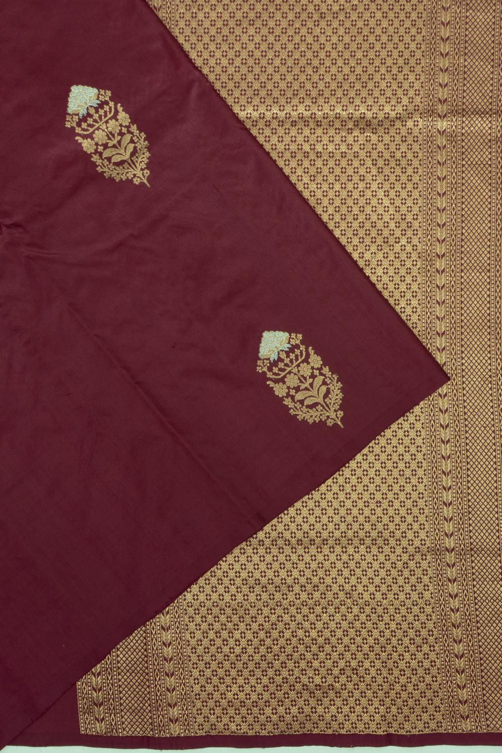 Banarasi Katan Silk Butta Dark Burgundy Saree