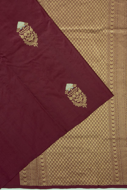 Banarasi Katan Silk Butta Dark Burgundy Saree