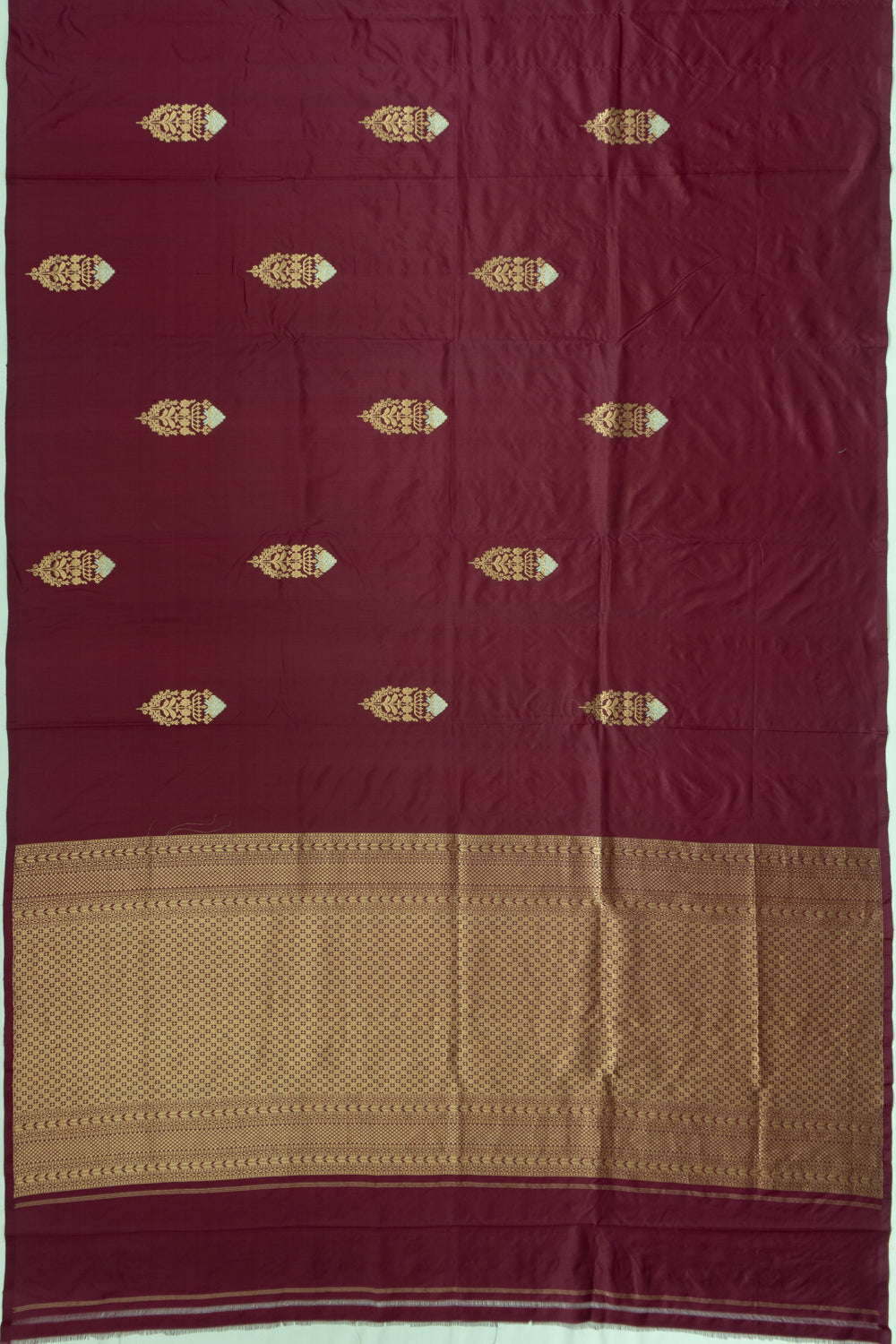 Banarasi Katan Silk Butta Dark Burgundy Saree