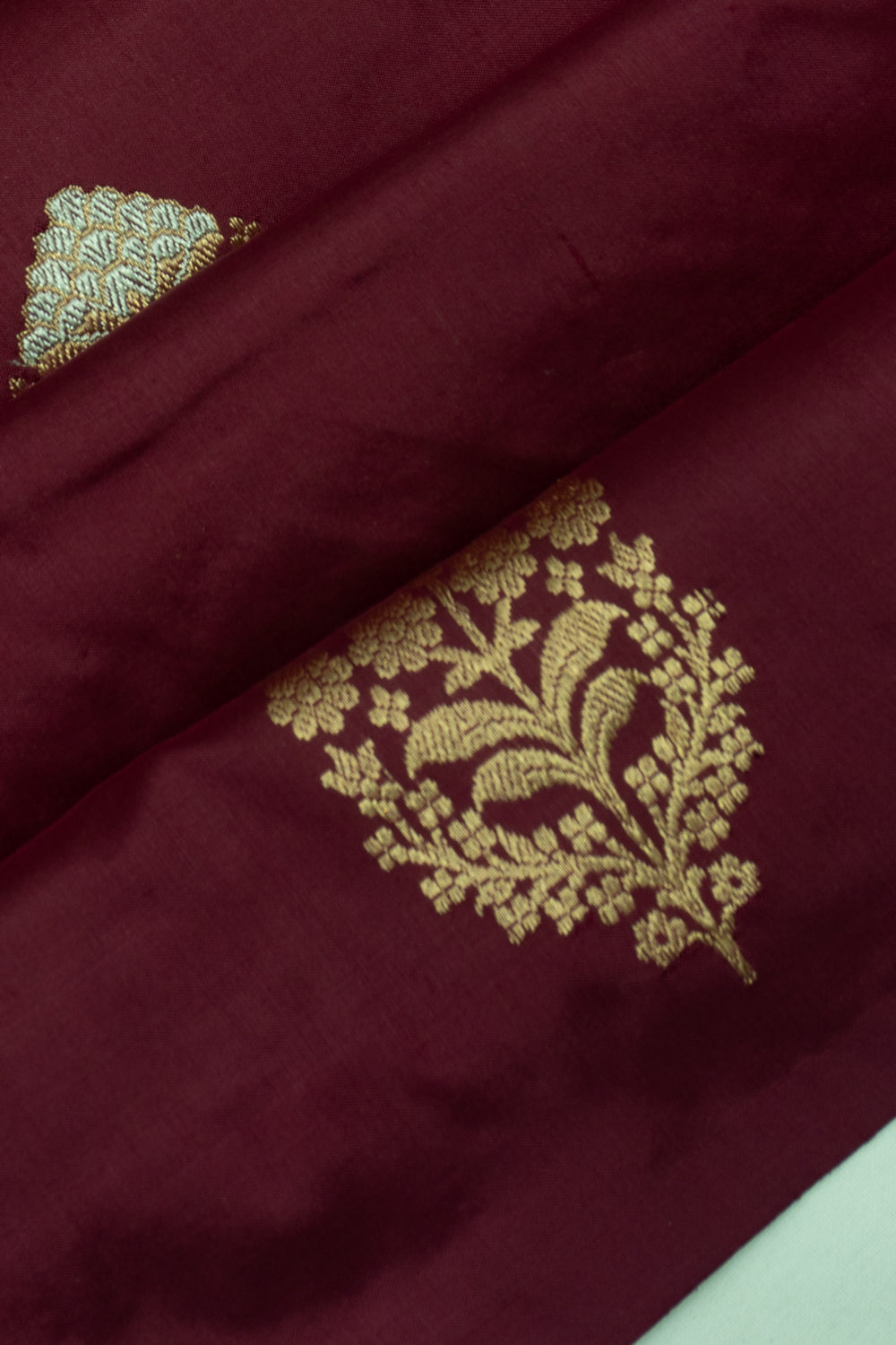 Banarasi Katan Silk Butta Dark Burgundy Saree