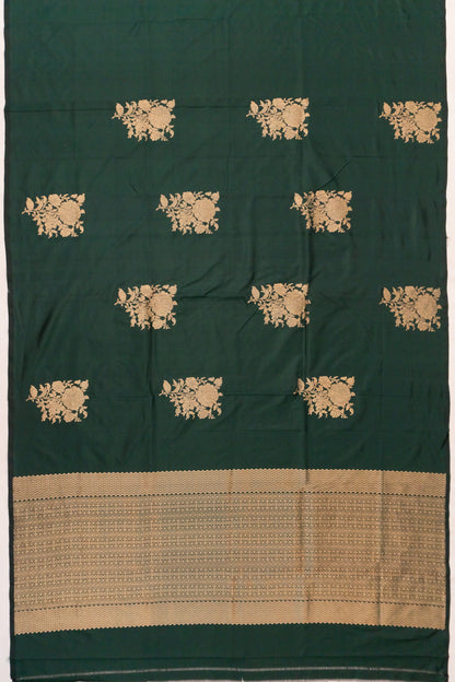 Banarasi Katan Silk Butta Bottle Green Saree