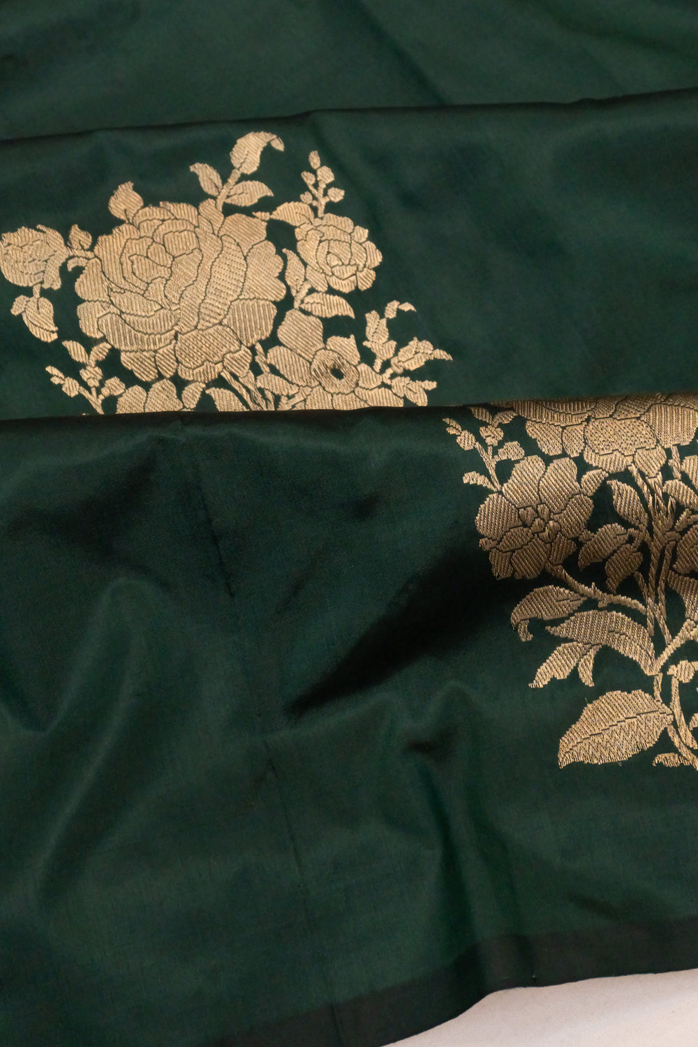 Banarasi Katan Silk Butta Bottle Green Saree