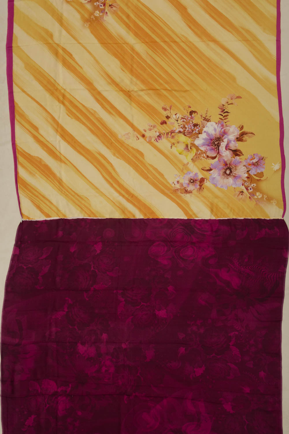 Crepe Floral Printed Mustard Yellow Saree
