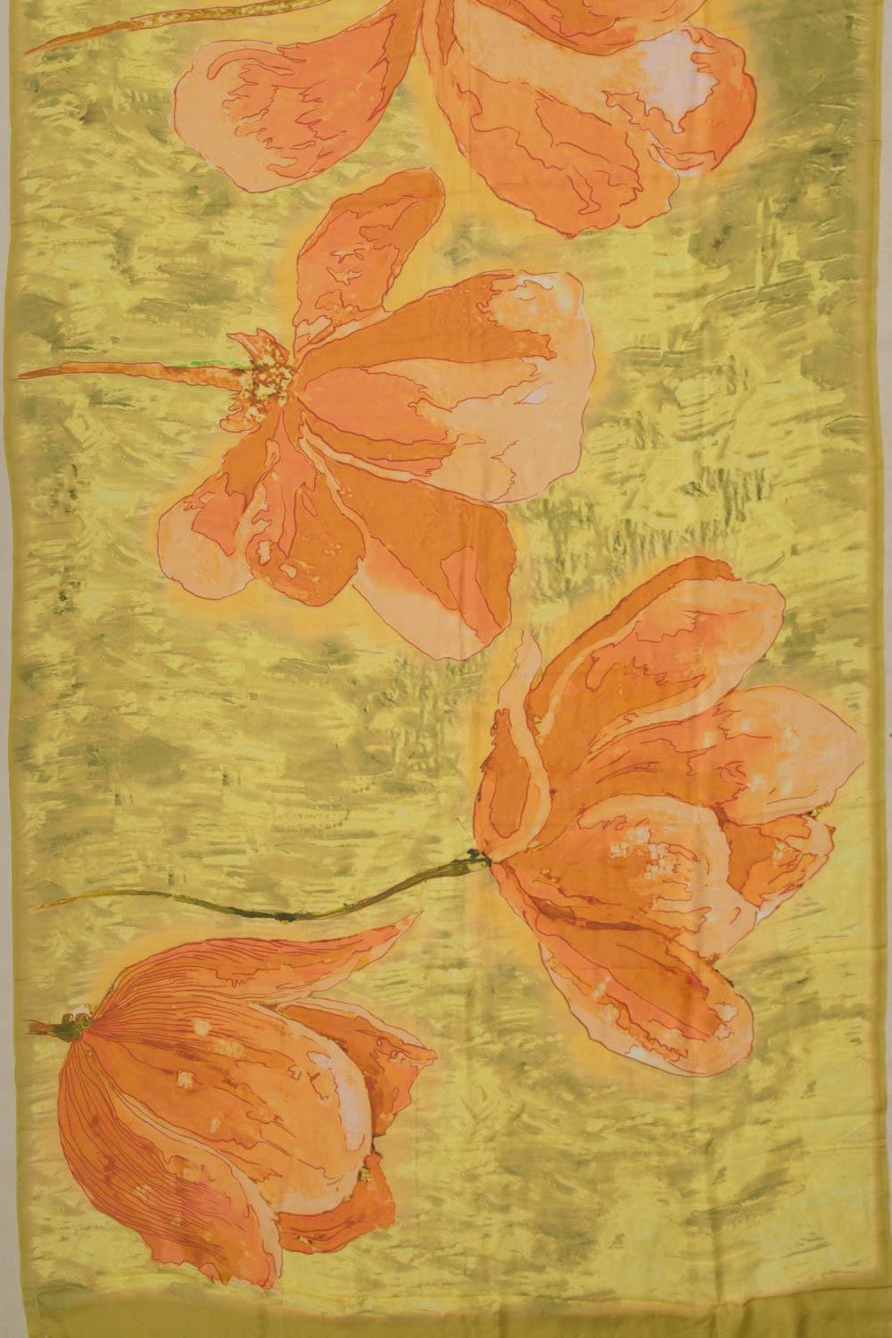 Crape Floral Printed Yellow Saree