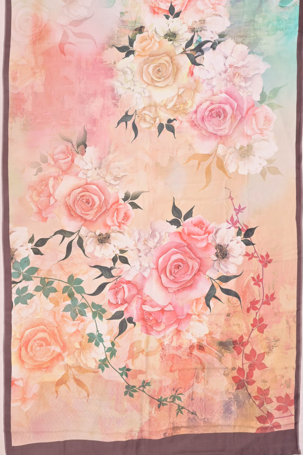 Crepe Floral Printed Peach Saree