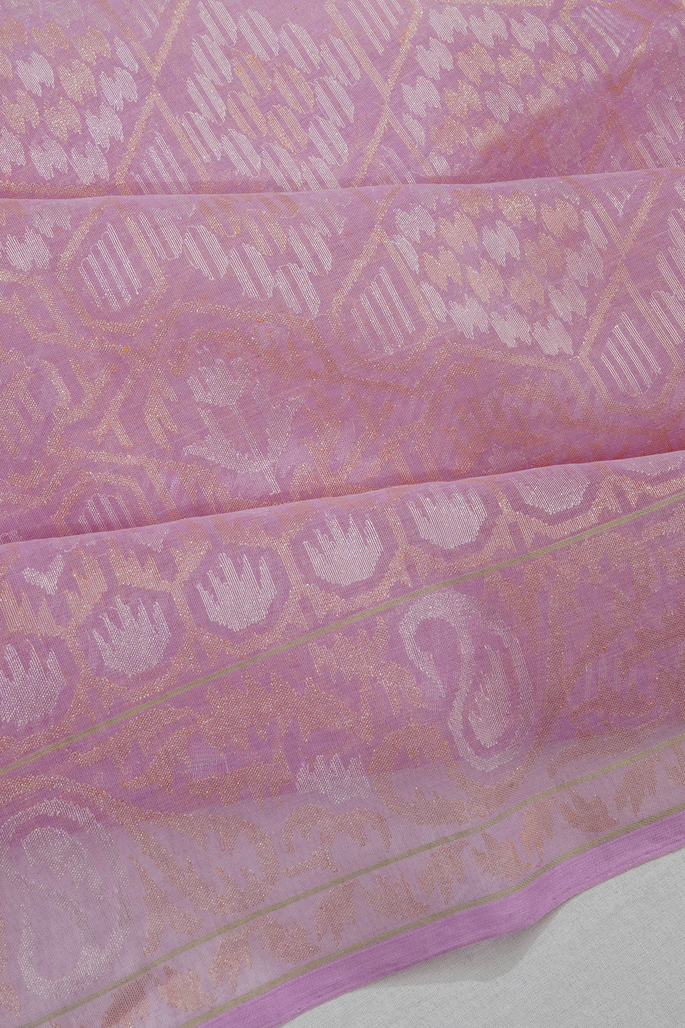 Banarasi Cotton Jamdani Lavender Saree