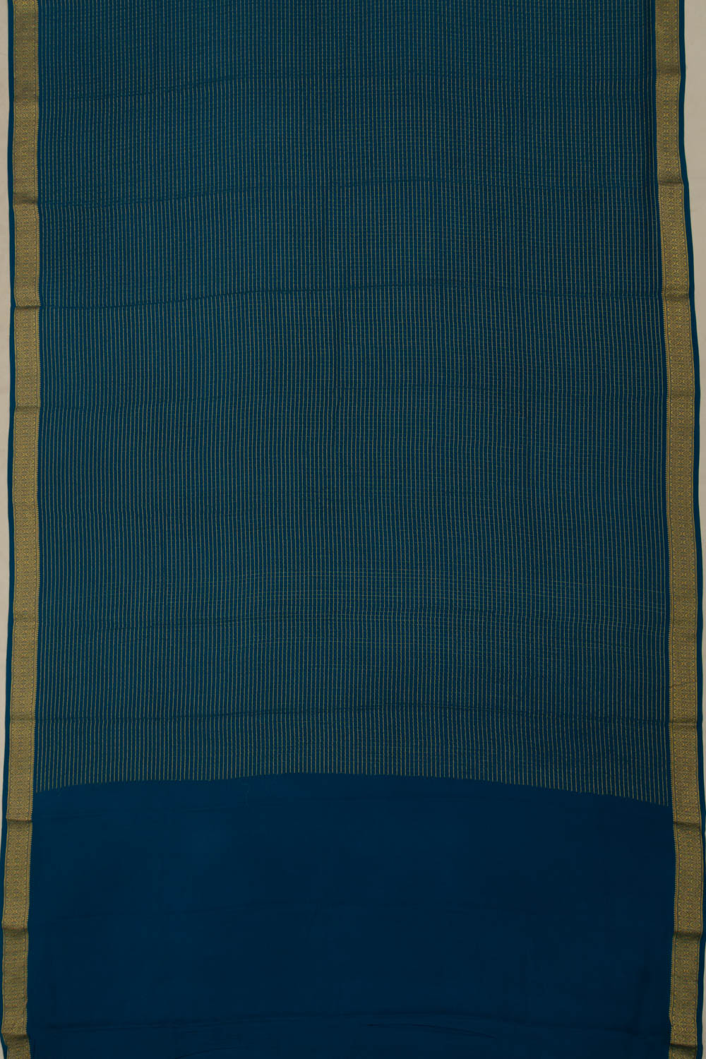 Georgette Checks Blue Saree With Kalamkari Pallu