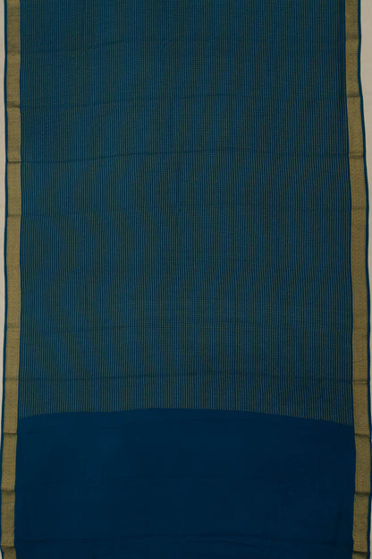Georgette Checks Blue Saree With Kalamkari Pallu