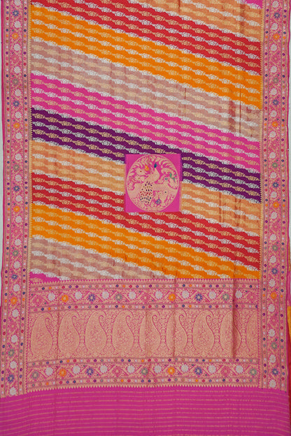 Banarasi Silk Jaal Rangkat Saree With Meenakari Border