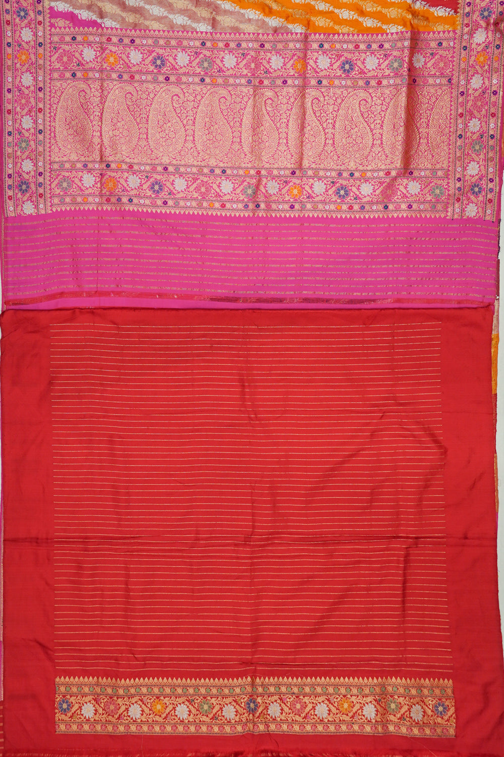 Banarasi Silk Jaal Rangkat Saree With Meenakari Border