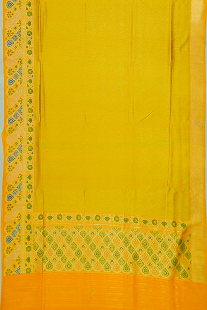 Banarasi Silk Brocade Yellow Saree