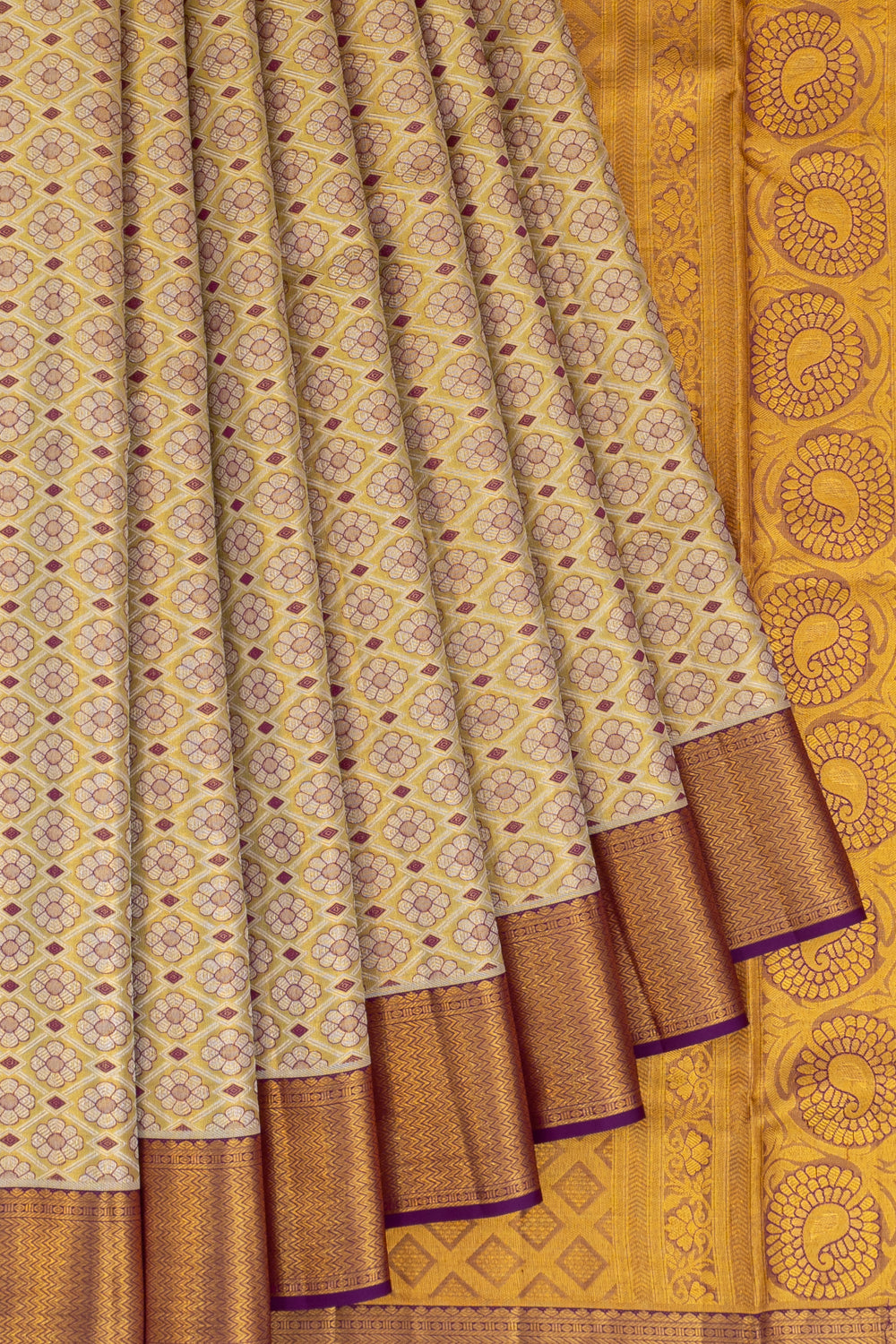 Kanchipuram Silk Tissue Brocade Gold Saree