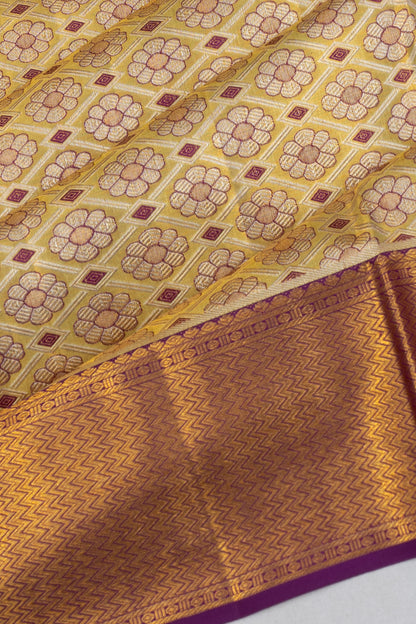 Kanchipuram Silk Tissue Brocade Gold Saree