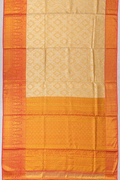 Kanchipuram Silk Tissue Brocade Gold Saree