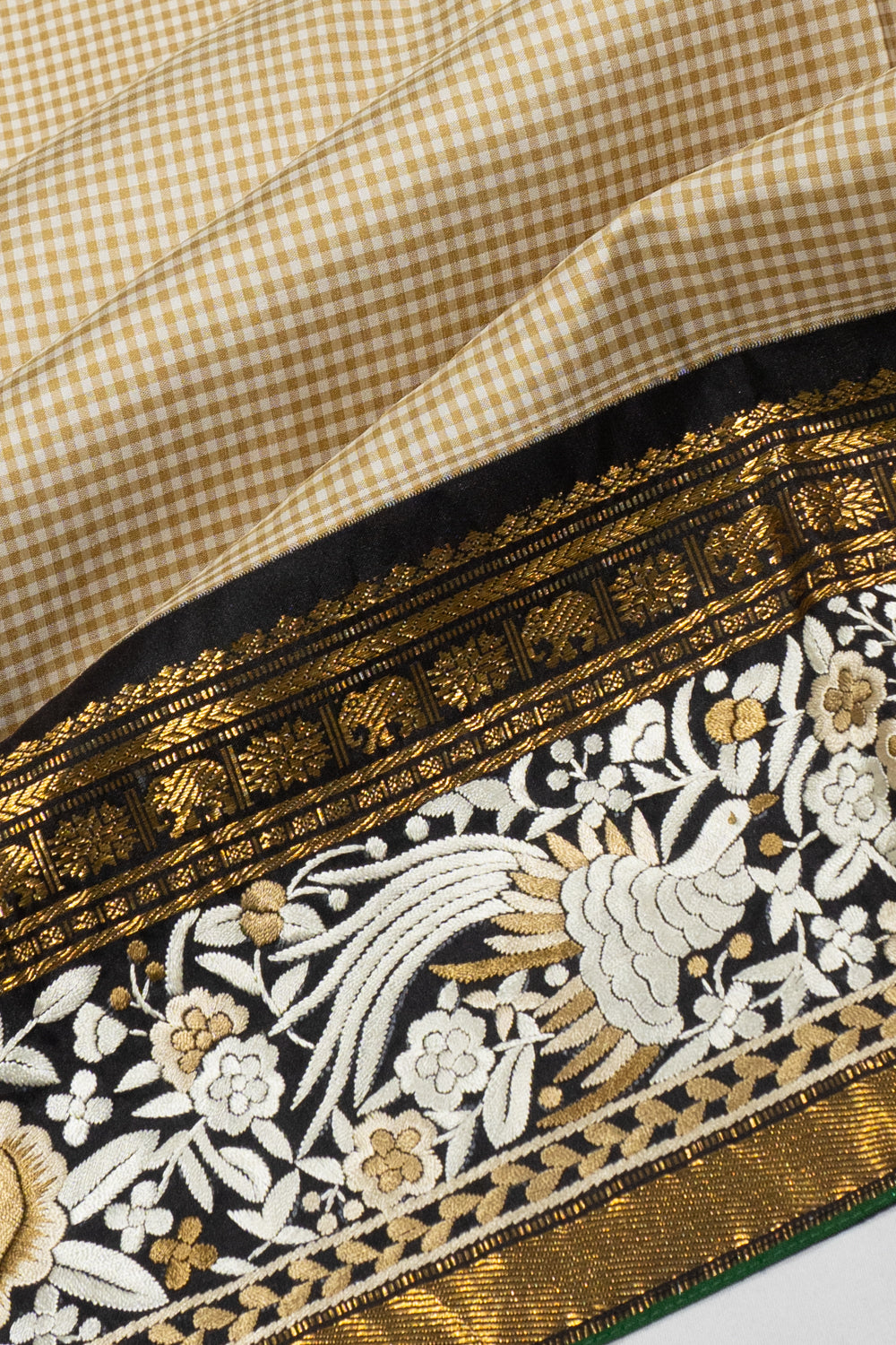Parsi Gara x Kanchipuram Silk Checks Cream Saree