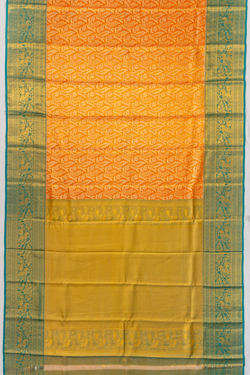 Taranga Kanchi Silk Tissue Brocade Orange Saree