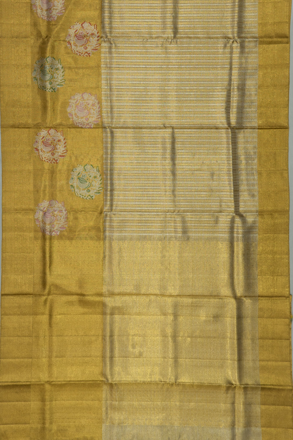 Kanchipuram Silk Tissue Brocade Gold Saree