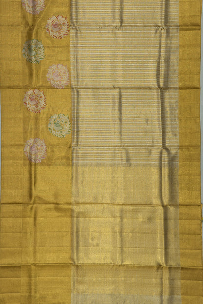 Kanchipuram Silk Tissue Brocade Gold Saree