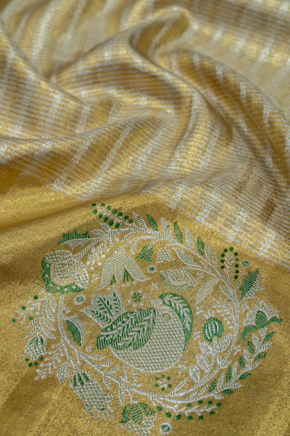 Kanchipuram Silk Tissue Brocade Gold Saree
