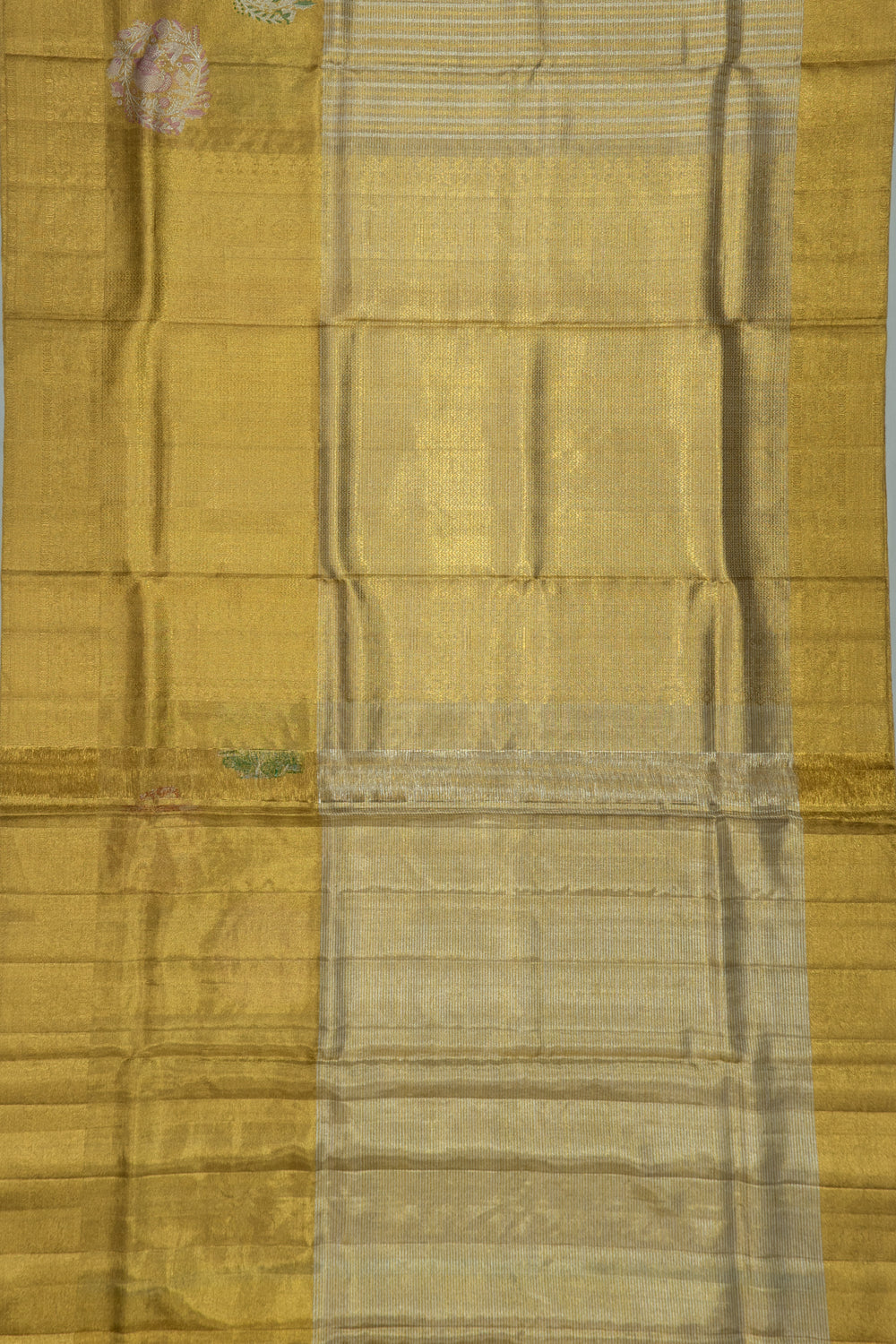 Kanchipuram Silk Tissue Brocade Gold Saree