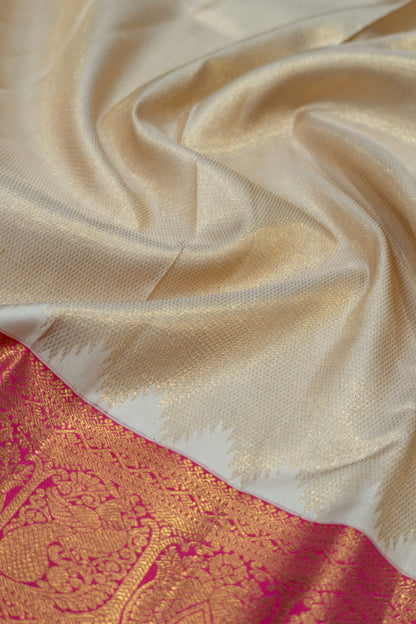 Kanchipuram Silk Tissue Brocade Gold Saree