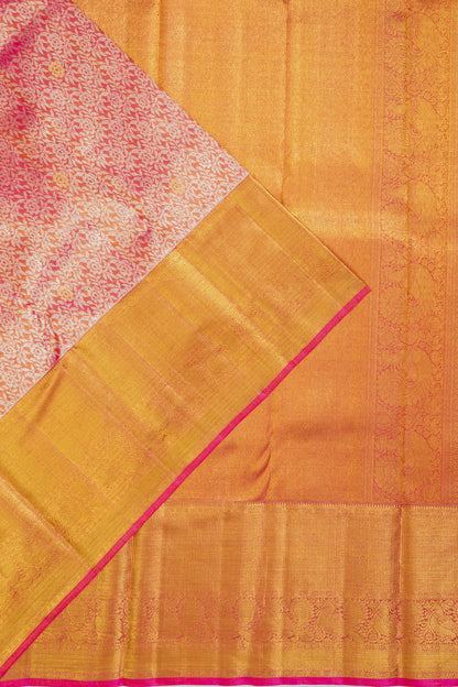 Kanchipuram Silk Tissue Brocade Pink Saree