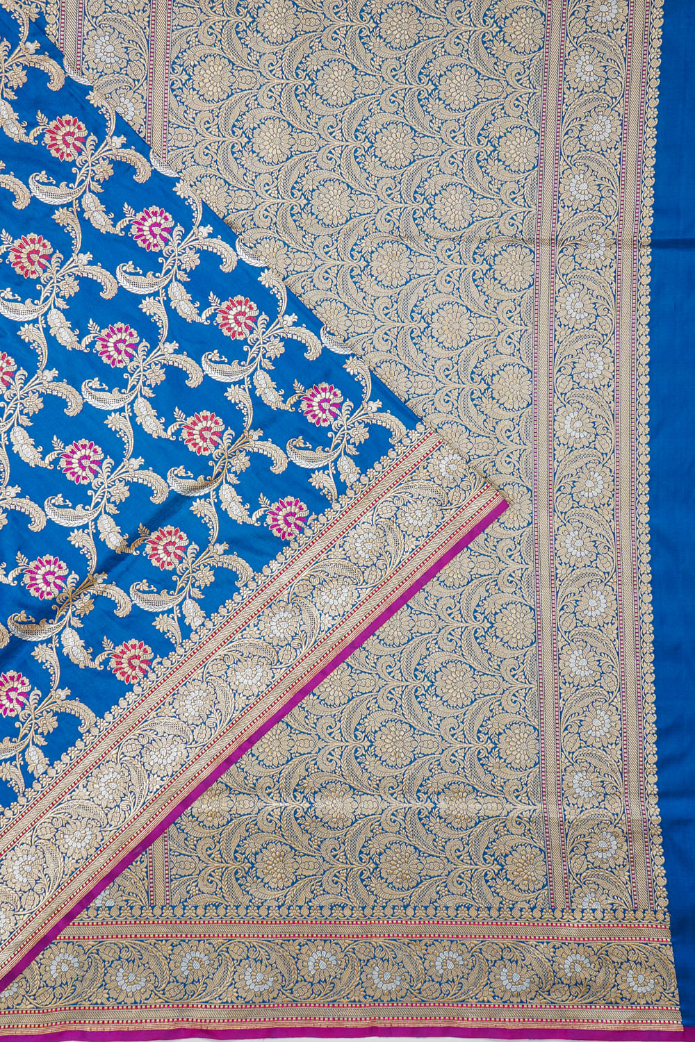 Banarasi Silk Kadwa Jaal Royal Blue Saree