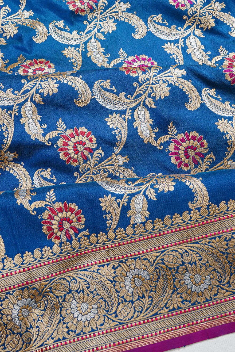 Banarasi Silk Kadwa Jaal Royal Blue Saree