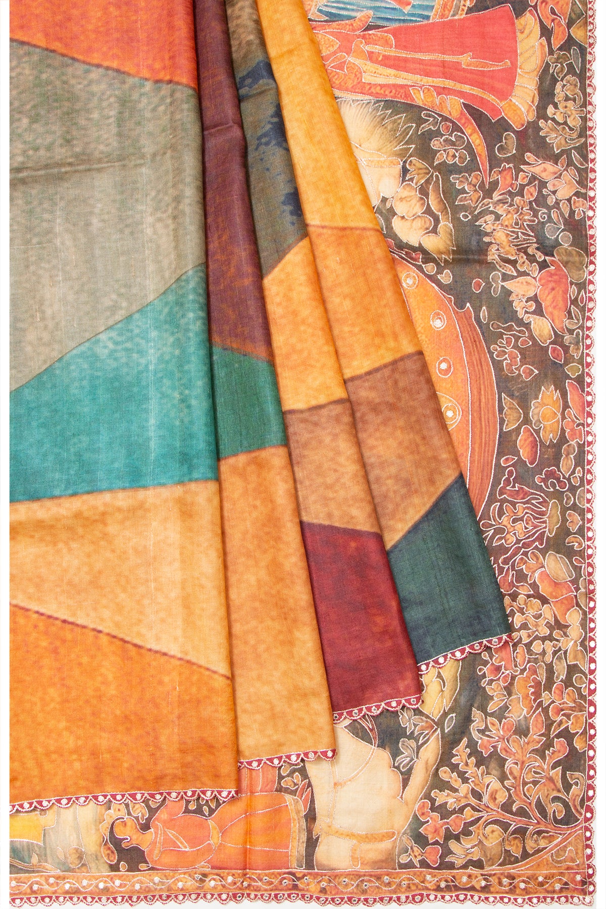 Tussar Printed Multi-Color Saree