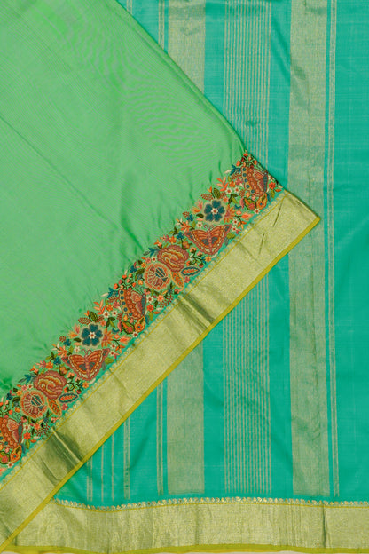 Kanchipuram Silk Plain Sea Green Saree