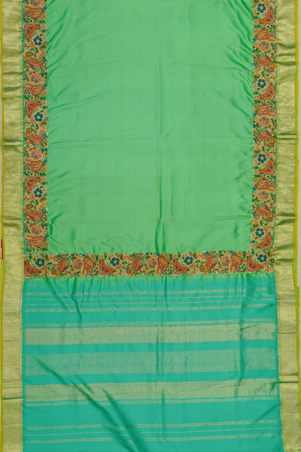 Kanchipuram Silk Plain Sea Green Saree