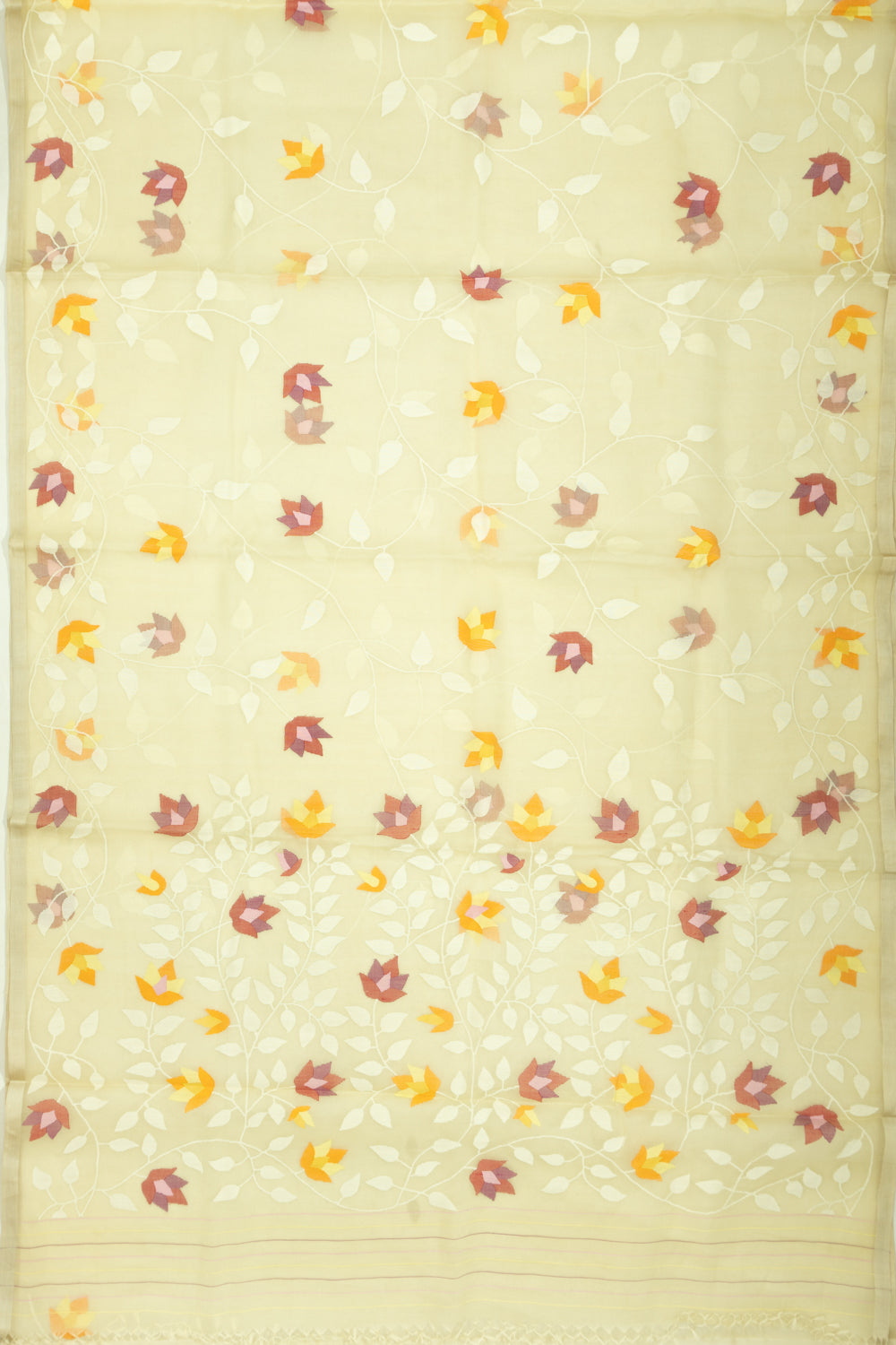 Dhakai Kora Organza All Over Jamdani Lime Yellow Saree