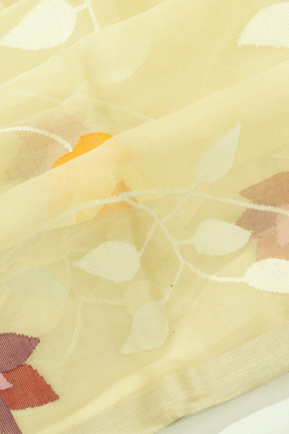 Dhakai Kora Organza All Over Jamdani Lime Yellow Saree