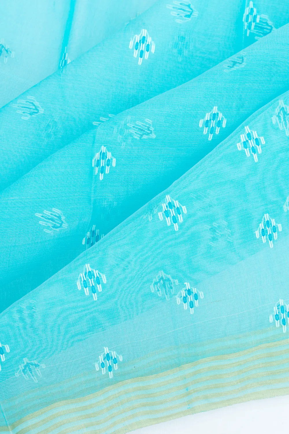 Dhakai Kora Organza Butta Sky Blue Saree With Jamdani Pallu