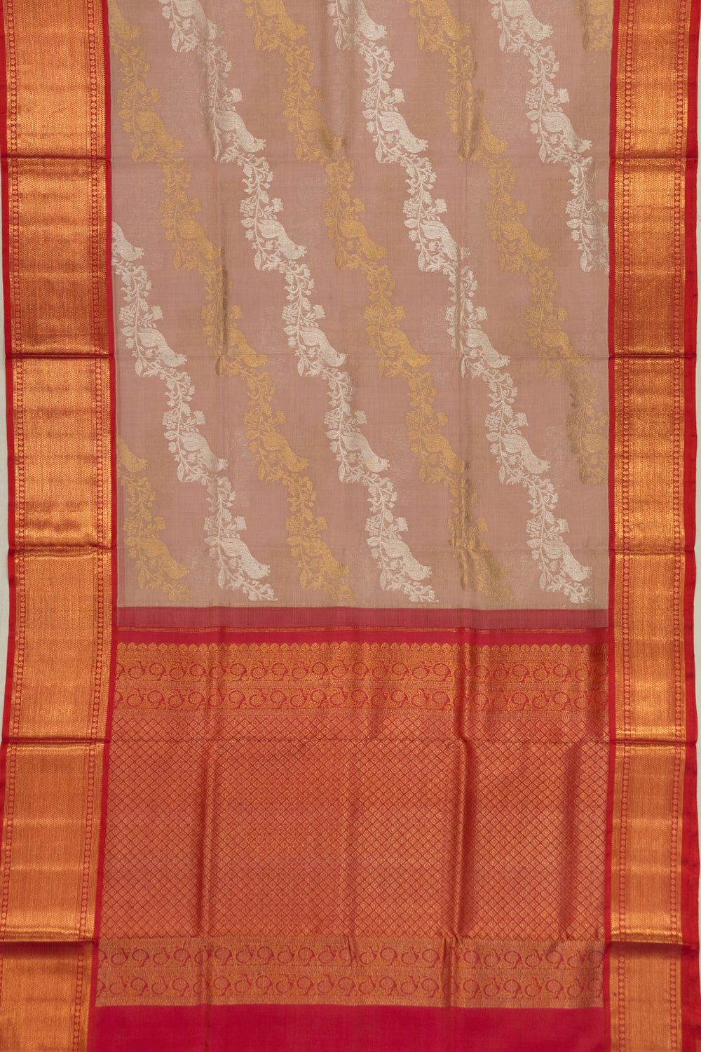 Kanchipuram Silk Leheriya Jaal Snuff Saree