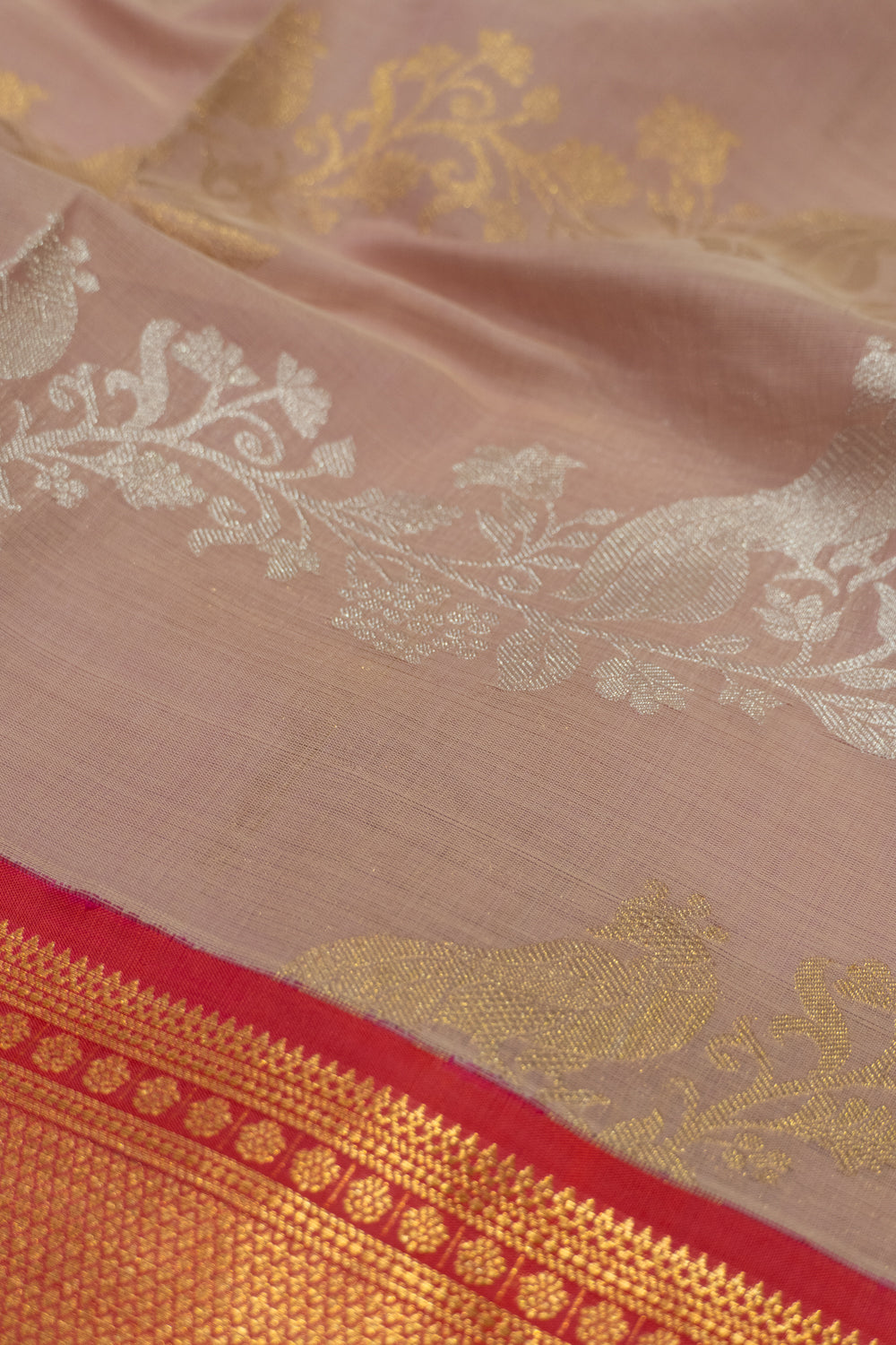 Kanchipuram Silk Leheriya Jaal Snuff Saree